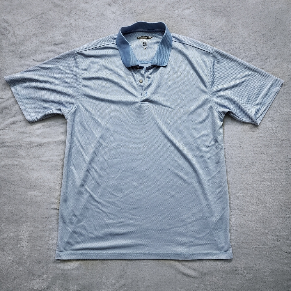 Pebble Beach Light Blue Two Button Short Sleeve Performance Polo